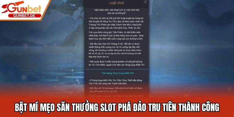 Bật mí mẹo săn thưởng slot Phá đảo Tru Tiên thành công